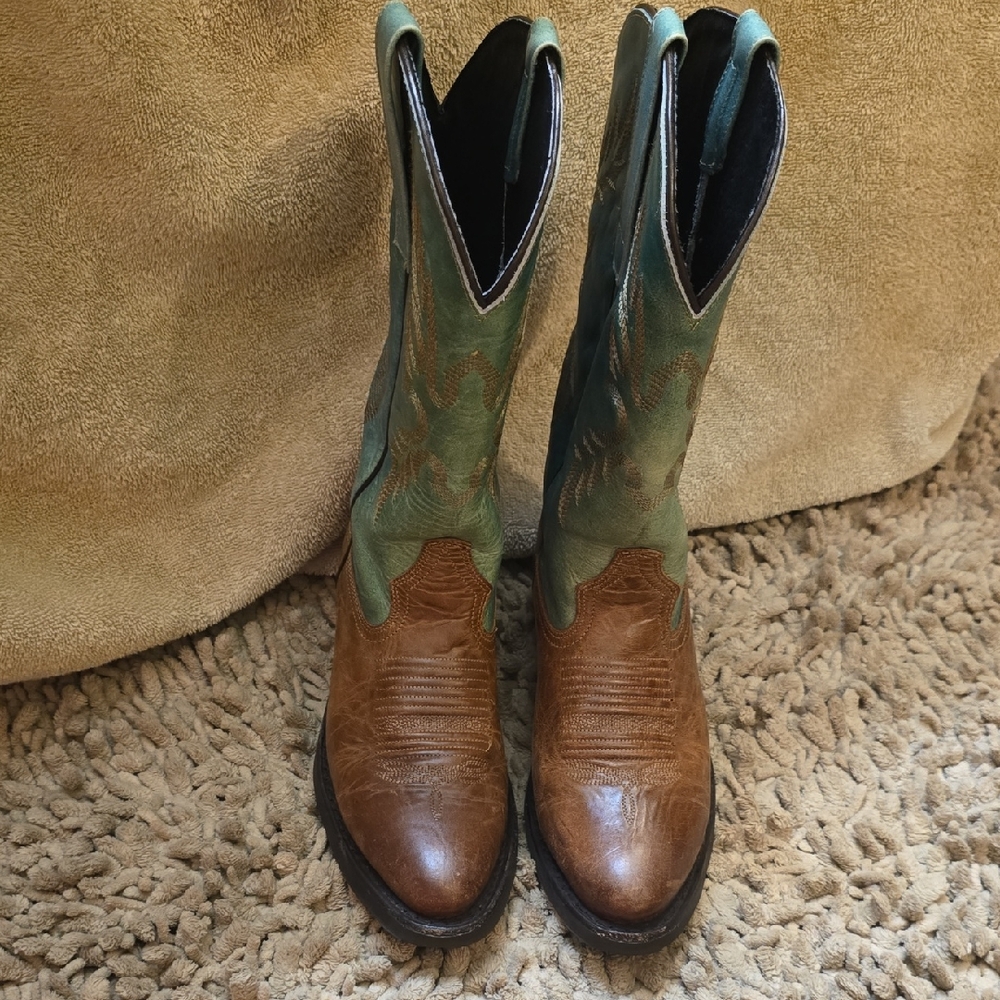 Masterson Boot Co. Mens Size 6 1/2 Tan Aqua‎ Western Boots